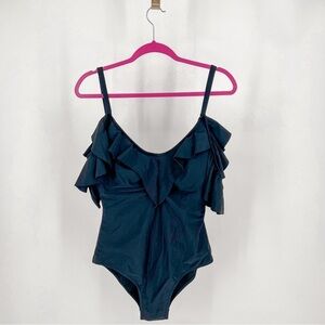 Nicole Miller Ruffled Cold Shoulder One-Piece